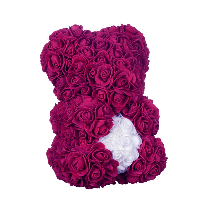 Ours Rose Artificielle </br>Rose Profond (25 cm)