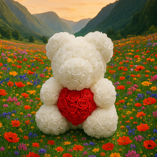 L'ourson de fleurs Blanche Blanc 40 cm - Sarah