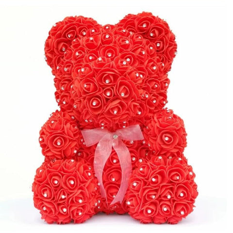 Ours en Rose et Pierres Rouge (25/35 cm)
