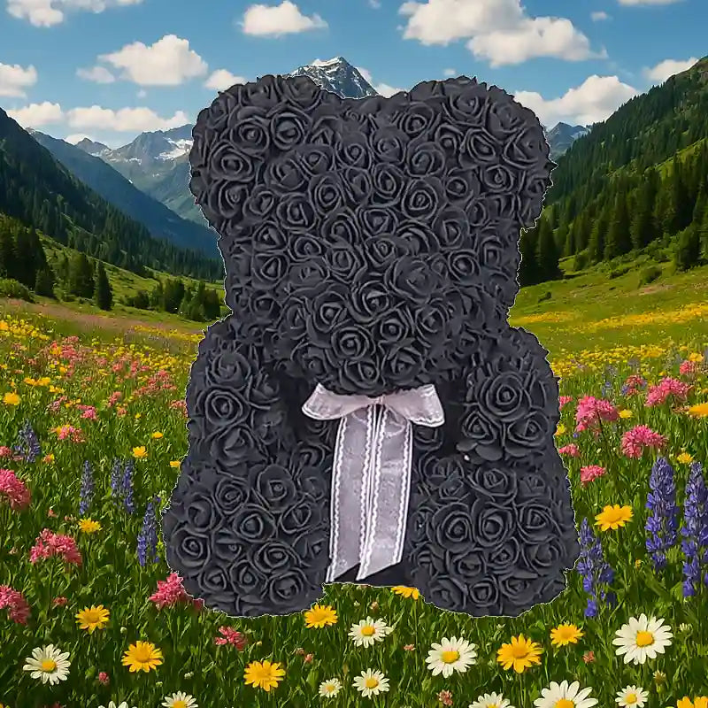 L'ourson de fleurs Noir Noir 40 cm - Anna