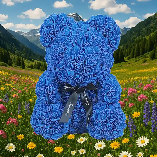 L'ourson de fleurs : Bleu Royale Bleu Royale 40 cm - Antoine