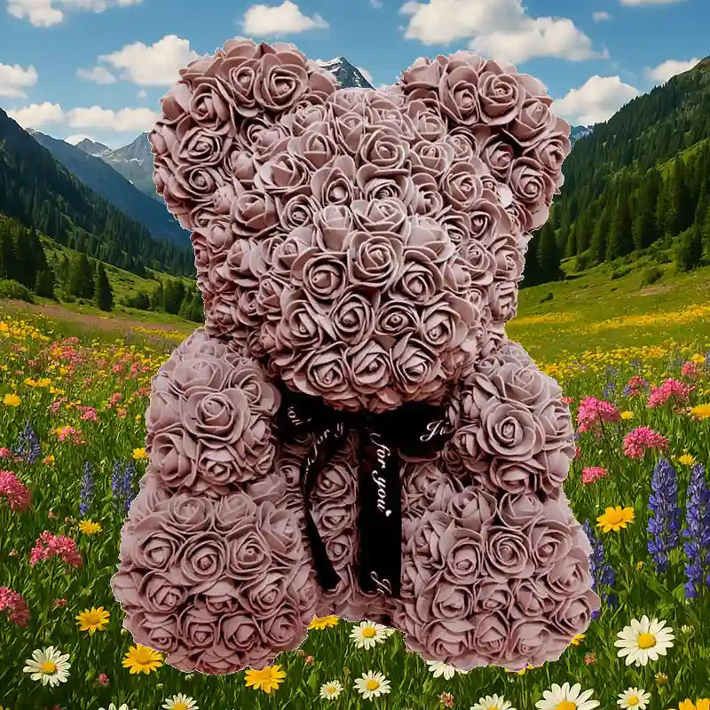 Ours avec Rose Marron 40 cm - Chloé