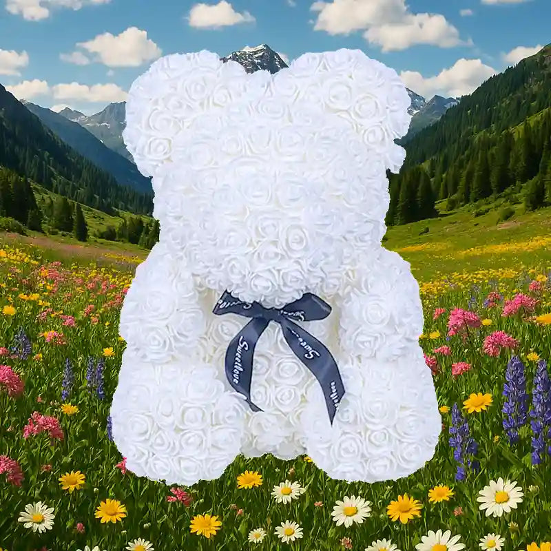 L'ourson de fleurs Blanc Blanche Neige 40 cm - Romane