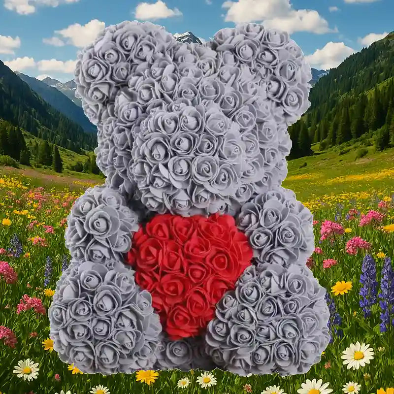 L'ourson de fleurs Gris Gris 40 cm - Louise