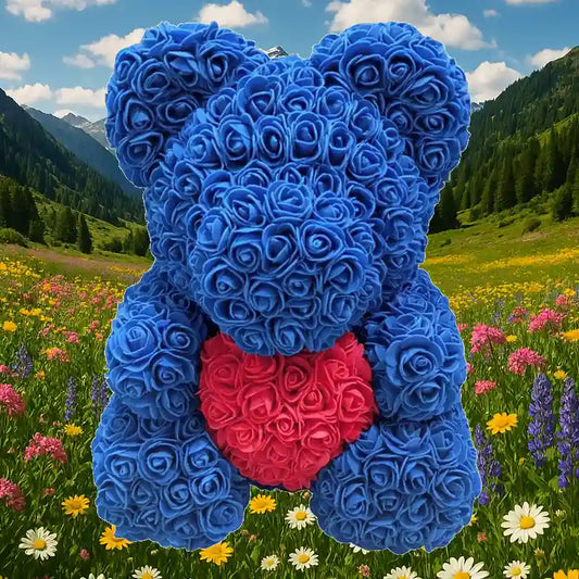 L'ourson de fleurs Bleu Bleu 40 cm - Adam