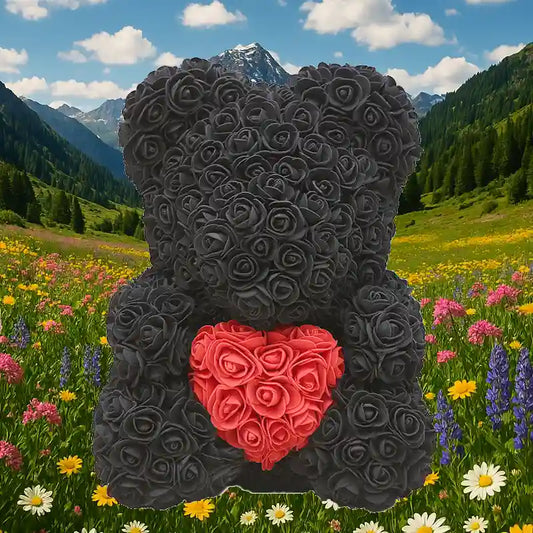 L'ourson de fleurs Noir Noir 40 cm - Liam
