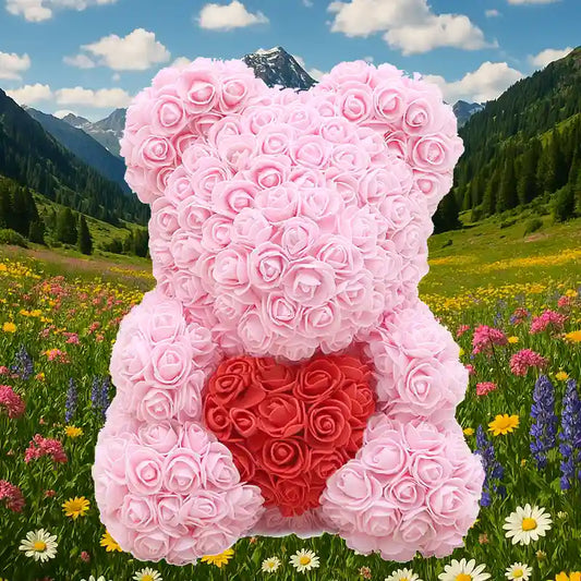 L'ourson de fleurs rose Rose 40 cm - Louis