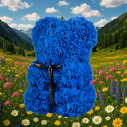 Un L'ourson de fleurs Bleu 25 cm - Robin