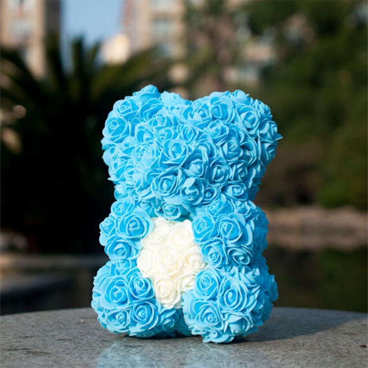 Le petit nounours de fleurs Bleu Ciel 25 cm - Simon