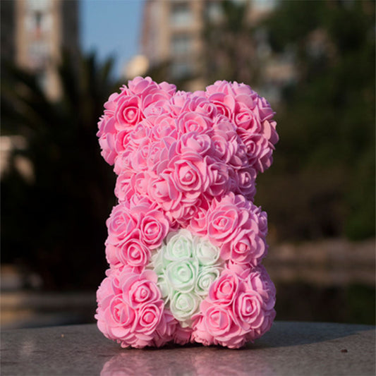 L'ourson de fleurs Rose Rose 25 cm - Ambre