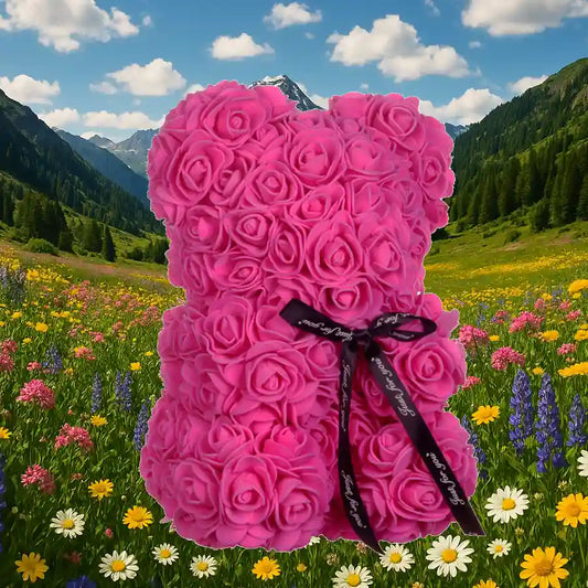 L'ourson de fleurs Artificielle Rose 25 cm - Capucine