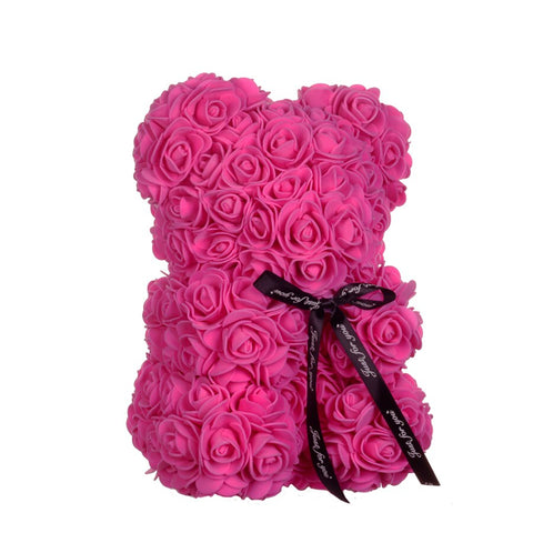 Ourson En Fleur Rose (25 cm)